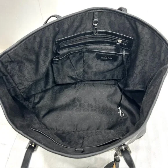 New $348  MICHAEL KORS BLACK STUD LARGE LEATHER TOTE SHOULDER BAG With Scarf (4) - Picture 7 of 13